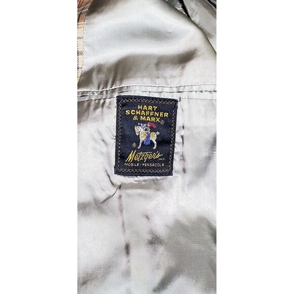 Vintage Hart Schaffner Marx 2-Button Plaid Blazer Mens Chest 44 Tan Beige - Picture 4 of 15